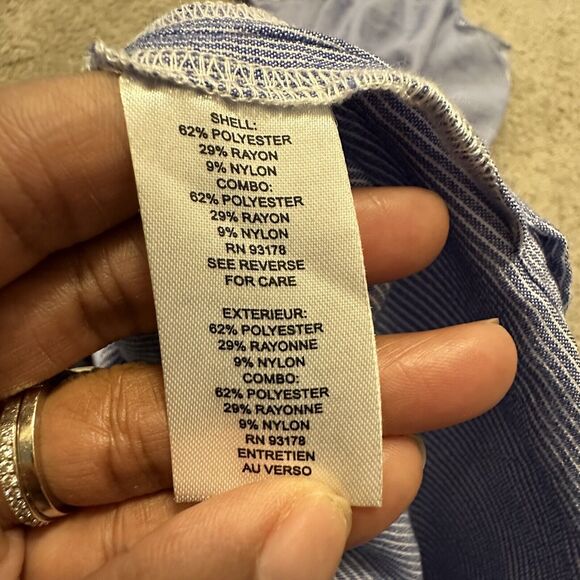 Tahari Women 6 Dress Midi A-line Button Down Sleeveless Striped Blue - Picture 8 of 14